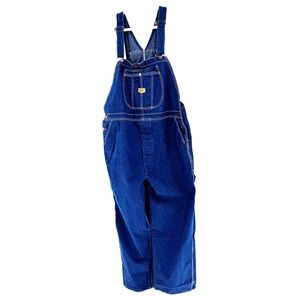 Red Cap Bib-Overalls Denim Men's 44x30 Blue Ranch Farm Work Wear Carpenter Jeans